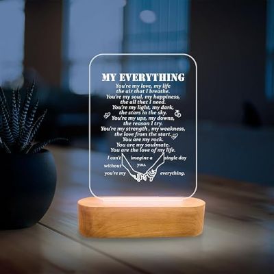 My Everything Quote Engraved Night Lamp with Cool White Light Best Gift for Birthday Anniversary